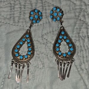 Authentic Native Made Turquoise Dangle Earrings